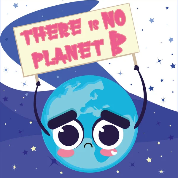 Desenhos animados de um planeta triste Terra protestando Dia da Terra Não há plano b Vector — Vetor de Stock