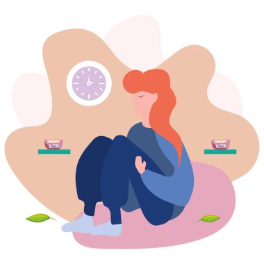 Tecrit edilmiş kadın kişisel alan Hygge konsepti vektöründe dinleniyor.