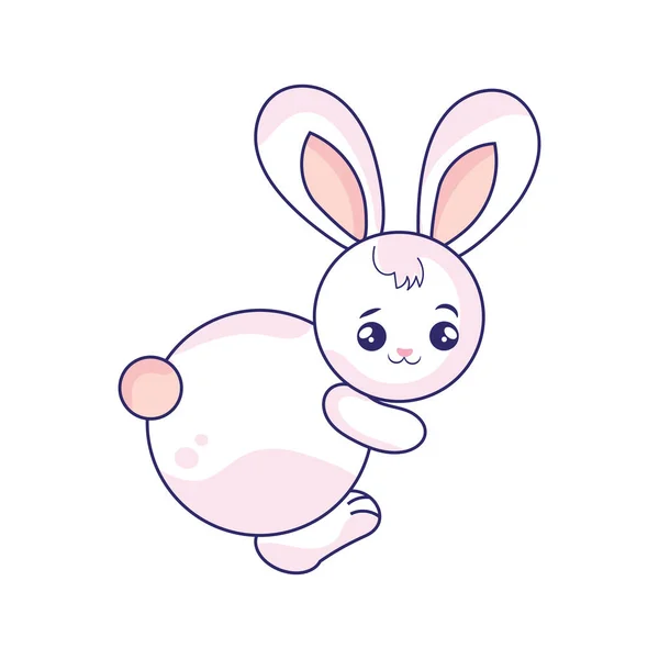 Isolé mignon lapin dessin animé kawaii vecteur — Image vectorielle