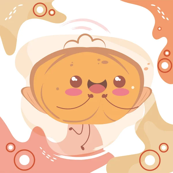 Isolé heureux biscuit fortune dessin animé personnage de boulangerie mignon vecteur — Image vectorielle