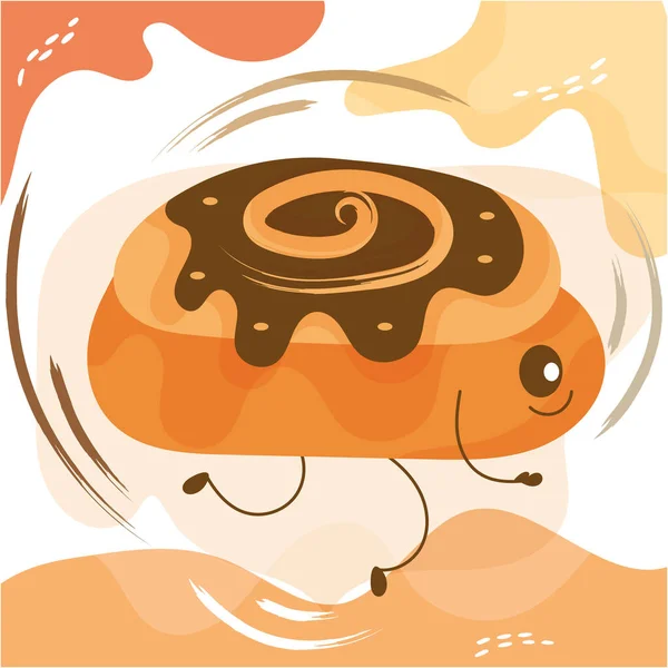 Izolovaný šťastný čokoládový muffin karikatura roztomilý pekařský charakter vektor — Stockový vektor