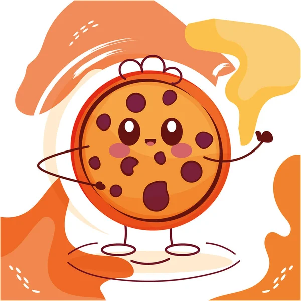 Happy chocolade chip cookie cartoon schattig bakkerij karakter Vector — Stockvector