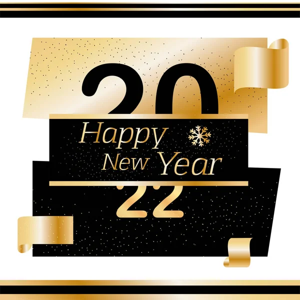 Altın metin vektörlü siyah mutlu yeni yıl şablonu
