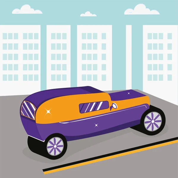 3D-auto rolt door de straat — Stockvector