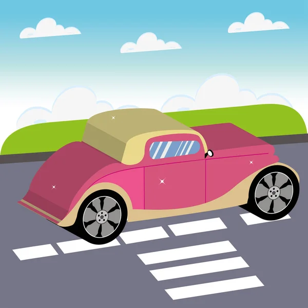 Coche 3D rodando por la calle — Vector de stock