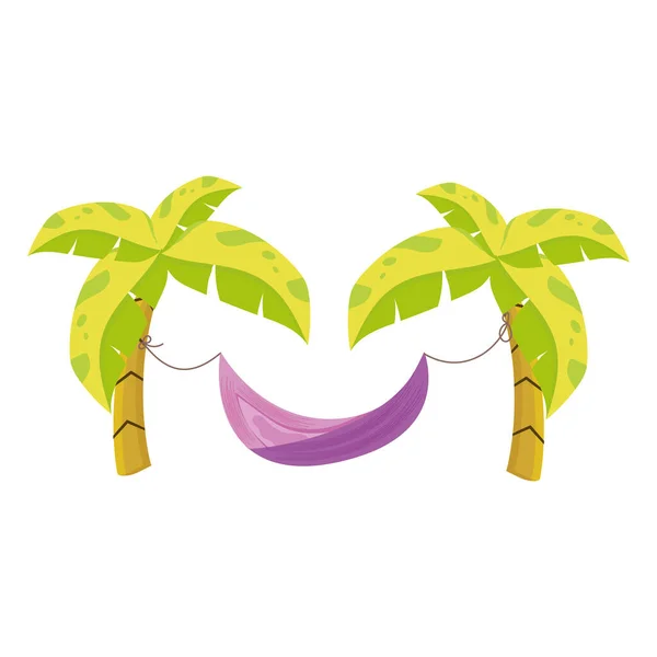Pair of palm trees with a hammock Vector — 스톡 벡터