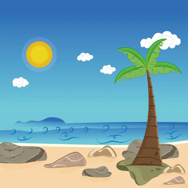 Palme am Strand Sommerurlaub Reiselandschaft Vector — Stockvektor