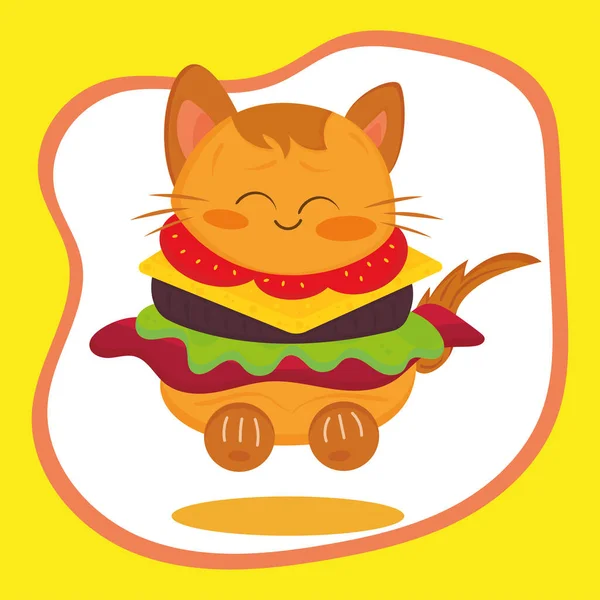 Geïsoleerd gelukkig schattig kaas hamburger cartoon karakter Fast food Vector — Stockvector