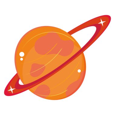 Yüzüklü izole edilmiş renkli gezegen simgesi Şirin Tasarım Vektörü