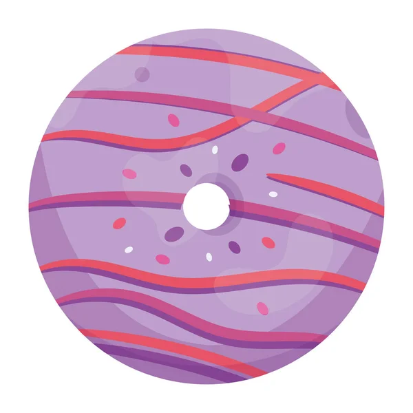 Çizgili Renkli Donut Şeker Ikonu Vektör Illüstrasyonu — Stok Vektör