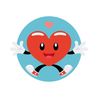 İzole kalp şeklindeki karikatür Sevgililer Günü ikonu Vektör illüstrasyonu