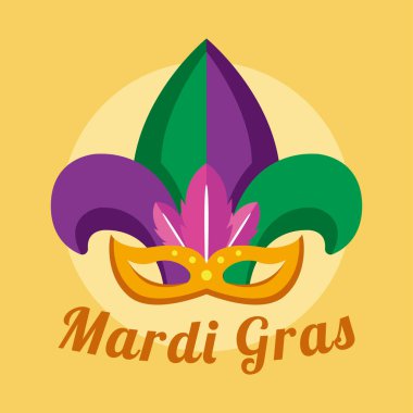 Renkli Mardi Gras davetiye posteri ve Venedik maskeli Vektör illüstrasyonu