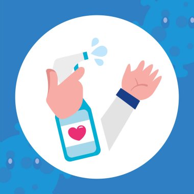 Alkol sıkan eller Kişisel Bakım Vektörü illüstrasyonu