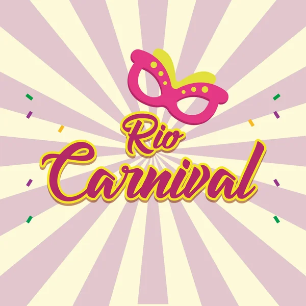 Cartel Carnaval Color Rio Janeiro Con Máscara Tradicional Ilustración Vectorial — Vector de stock