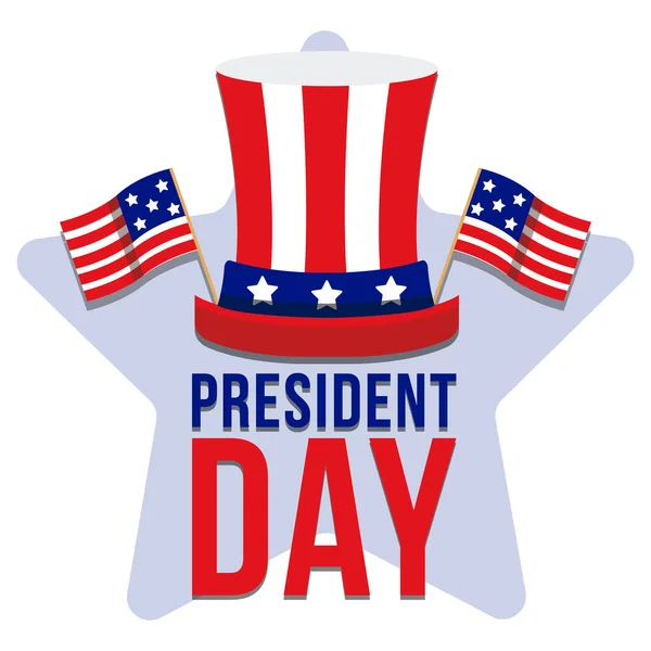 Affiche Jour Président Coloré Chapeau Traditionnel Avec Drapeaux Américains Illustration — Image vectorielle