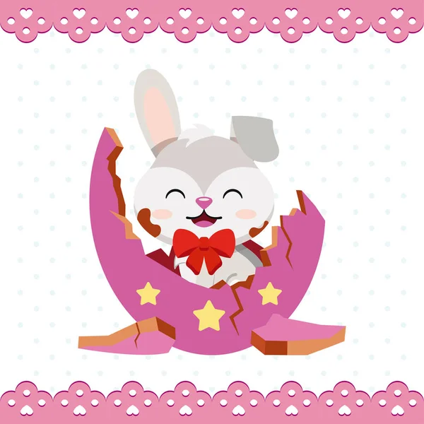 Цветной Счастливый Пасхальный Плакат Выпечки Цветной Кролик Яичной Скорлупе Векторная — стоковый вектор