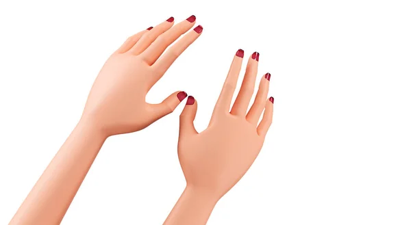 Красивые Женские Руки Крупным Планом Руки Маникюром Рендеринг Реалистичные Руки — стоковое фото
