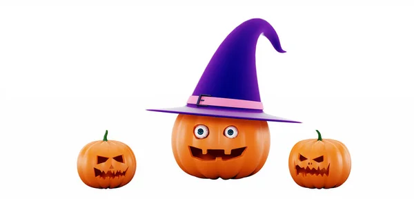 Хэллоуин Тыквы Колпаке Ведьмы Белом Фоне Jack Lane Pumpkin Париком — стоковое фото