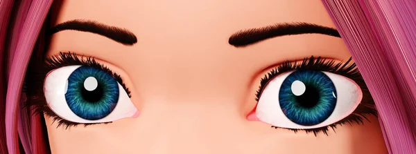 Hermosos Ojos Con Pestañas Largas Render Ilustración Ojo Femenino Con —  Fotos de Stock