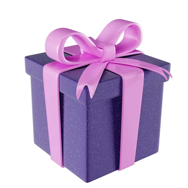 Κουτί Δώρου Φιόγκο Render Δώρο Μωβ Κουτί Στίγματα Πολύχρωμο Κουτί — Φωτογραφία Αρχείου