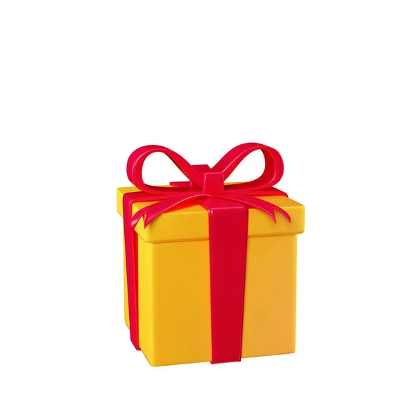 Confezione Regalo Gialla Chiusa Compleanno Natale Rendering Scatola Regalo Gialla — Foto Stock