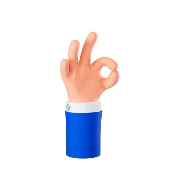 Cartoon Business Hand Shows Gesture Hand Icon Okay Gesture Render — Stock Photo, Image