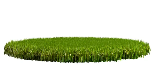 Круглый Кусок Зеленой Лужайки Зеленая Лужайка Изолирована Белом Фоне Трава — стоковое фото
