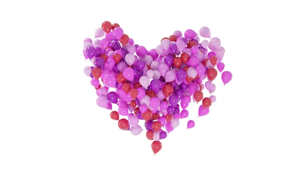 Grand Coeur Amour Composé Ballons Amour Bouquet Ballons Multicolores Forme — Photo