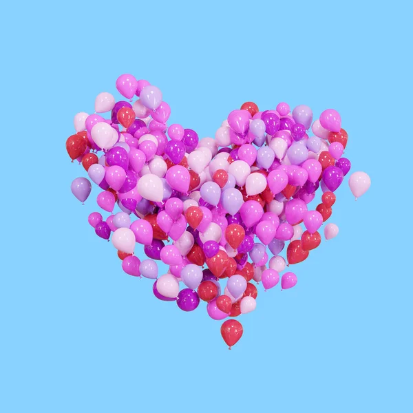 Gran Corazón Que Consiste Globos Amor Manojo Globos Multicolores Forma —  Fotos de Stock