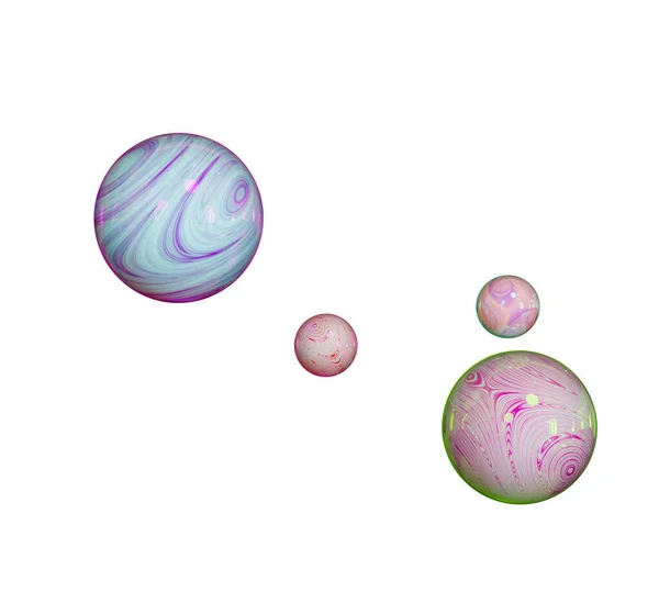 多色の虹彩球 3Dレンダリング 白地に隔離された虹色の輝く球体 — ストック写真