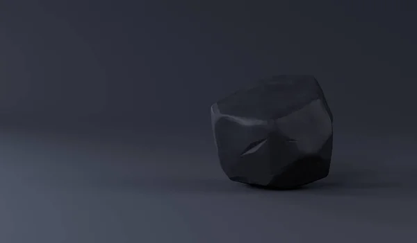 Piedra Estilizada Representación Pedazo Carbón Podio Piedra Sobre Fondo Negro — Foto de Stock