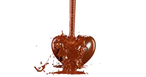 Siroop Wordt Gegoten Een Chocolade Snoep Geïsoleerd Een Witte Achtergrond — Stockfoto