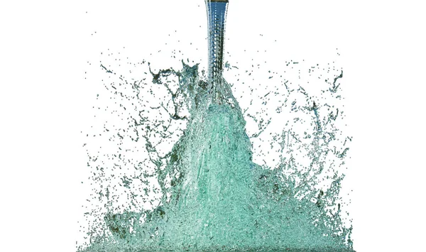 Розщеплення Води Візуалізація Спрей Падаючої Води Ізольований Білому Тлі — стокове фото