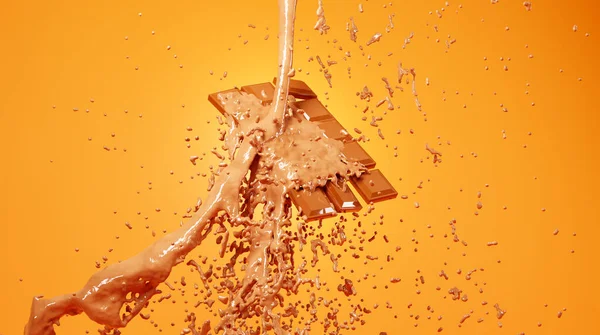 Syrup 초컬릿바 실제적 일러스트에 초콜릿바에 카라멜 렌더링 — 스톡 사진