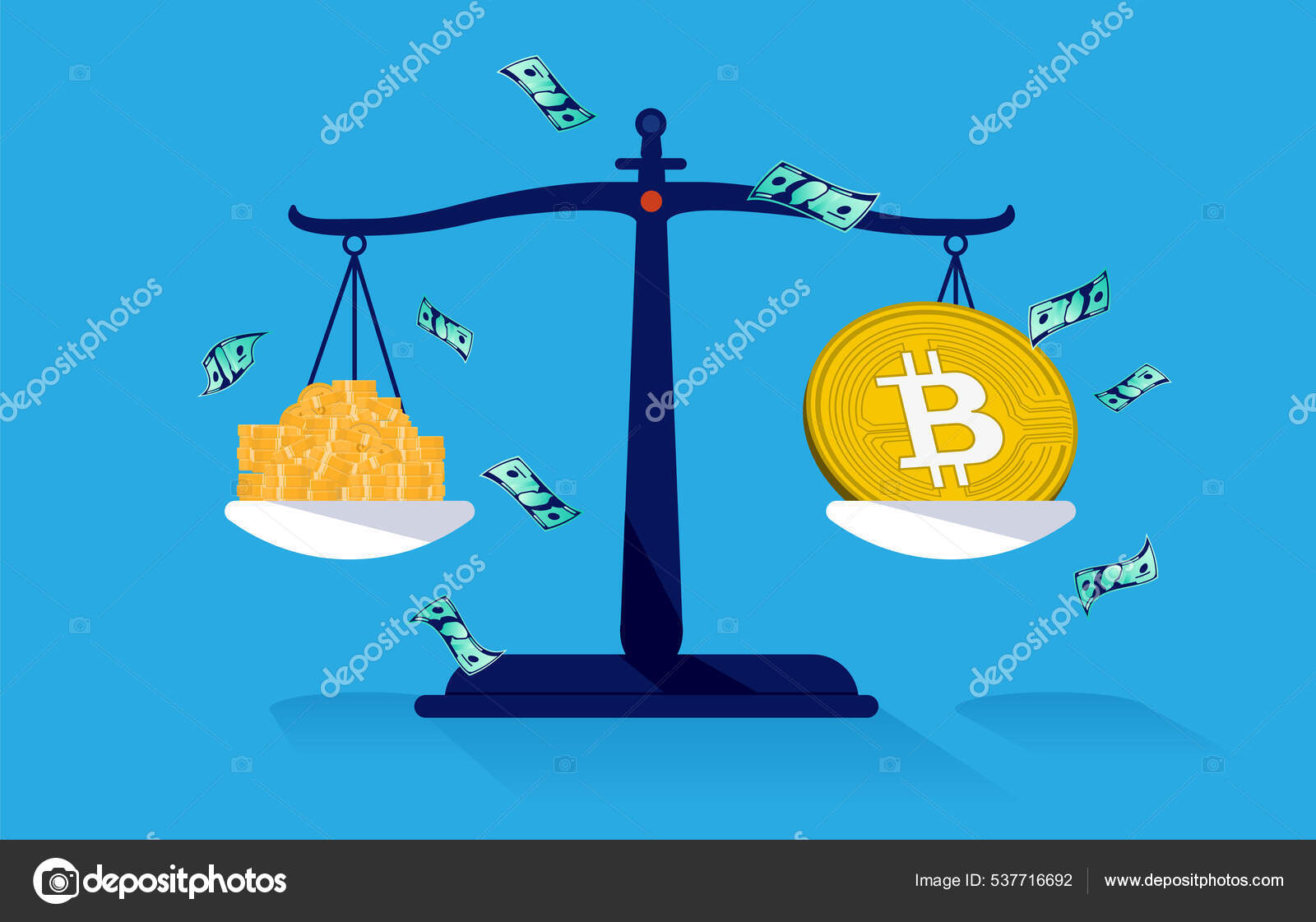 Bitcoin Value Measurement Fiat Money Bitcoin Weight Scale Price Worth Stock  Vector by ©Overearth 537716692