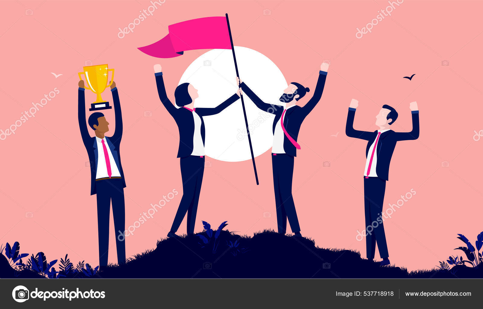 Winning Team Business People Celebrating Triumph Success Great Teamwork Victory Stock Vector by