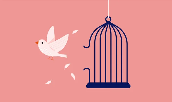 White Bird Break Out Cage Symbol Freedom Breaking Free Captivity — 스톡 벡터