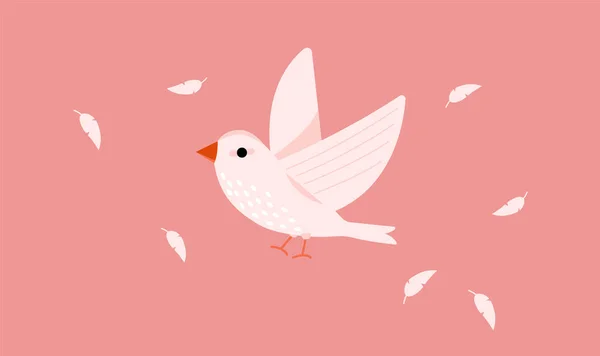 Vector Bird Illustration White Bird Flying Feathers Flying Air — 스톡 벡터