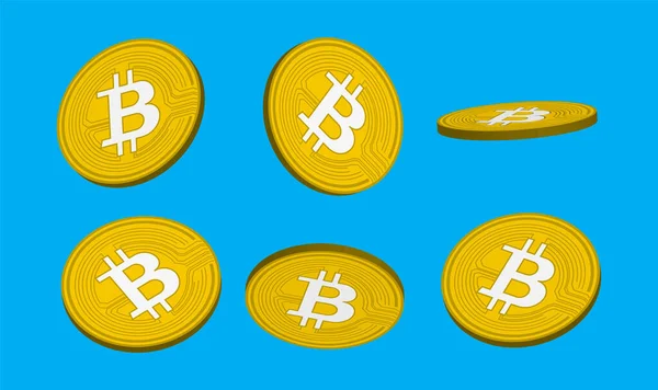 Bitcoin Clip Art Collection Vector Illustrations Bitcoins Various Angels Blue — Stockvektor