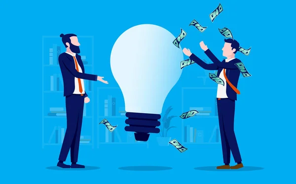 Profitable New Idea Two Entrepreneurs Coming Business Ideas Earning Money — Stock Vector