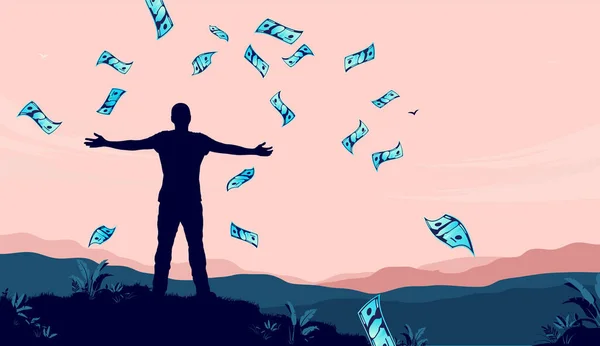 Persona Libertad Financiera Silueta Persona Que Hace Una Pose Libertad — Archivo Imágenes Vectoriales