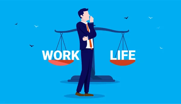 Work Life Balance Konzept Mit Geschäftsleuten Die Über Lebensentscheidungen Nachdenken — Stockvektor