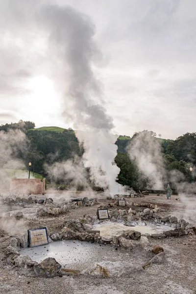 Dampfende Fumarolen Und Heiße Quellen Furnas Auf Der Insel Sao — Stockfoto