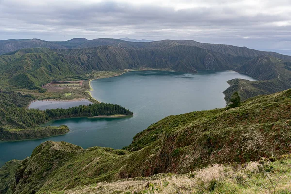 Vista Panorámica Lagoa Fogo Caldera Volcánica Del Volcán Agua Pau — Foto de Stock