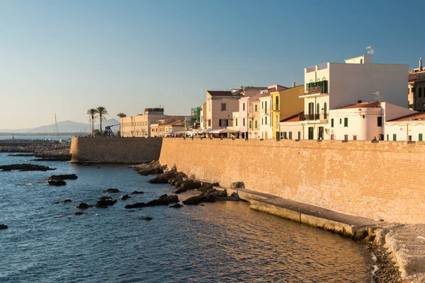 Frente Mar Alghero Con Paredes Características Cerdeña Italia — Foto de Stock