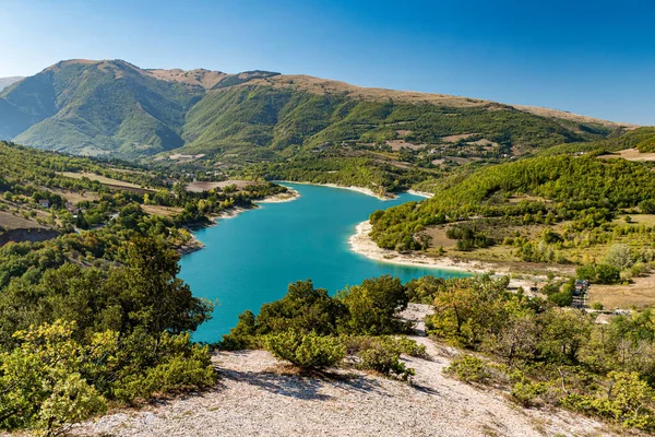 Aerial View Lake Fiastra Sibillini Mountains Marche Italy — Photo