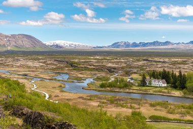 İzlanda 'daki Thingvellir ulusal parkının panoramik görüntüsü