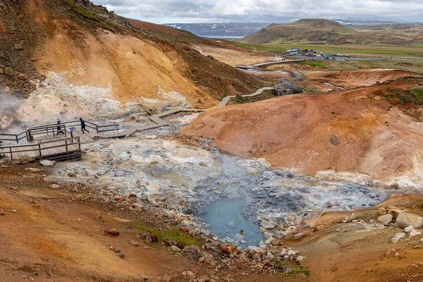 Geothermalfeld Seltun Der Region Krysuvik Auf Der Halbinsel Reykjanes — Stockfoto