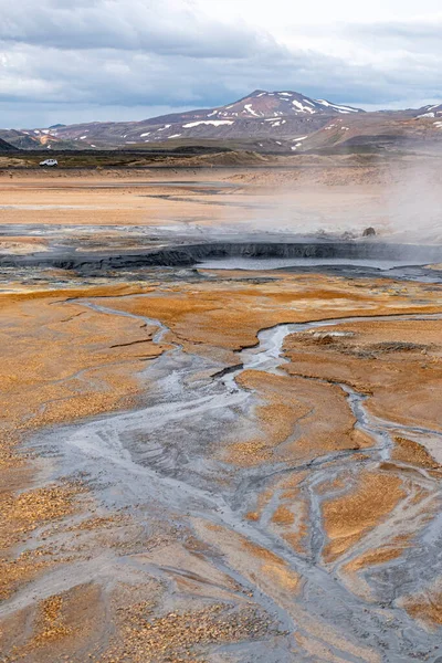 Heiße Quellen Geothermischen Gebiet Von Hverir Namafjall Der Nähe Des — Stockfoto