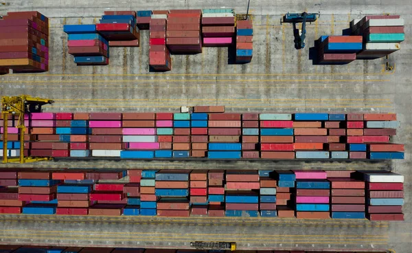 Logistic Business Import Export Shipping Aerial View Container International Shippin — 스톡 사진